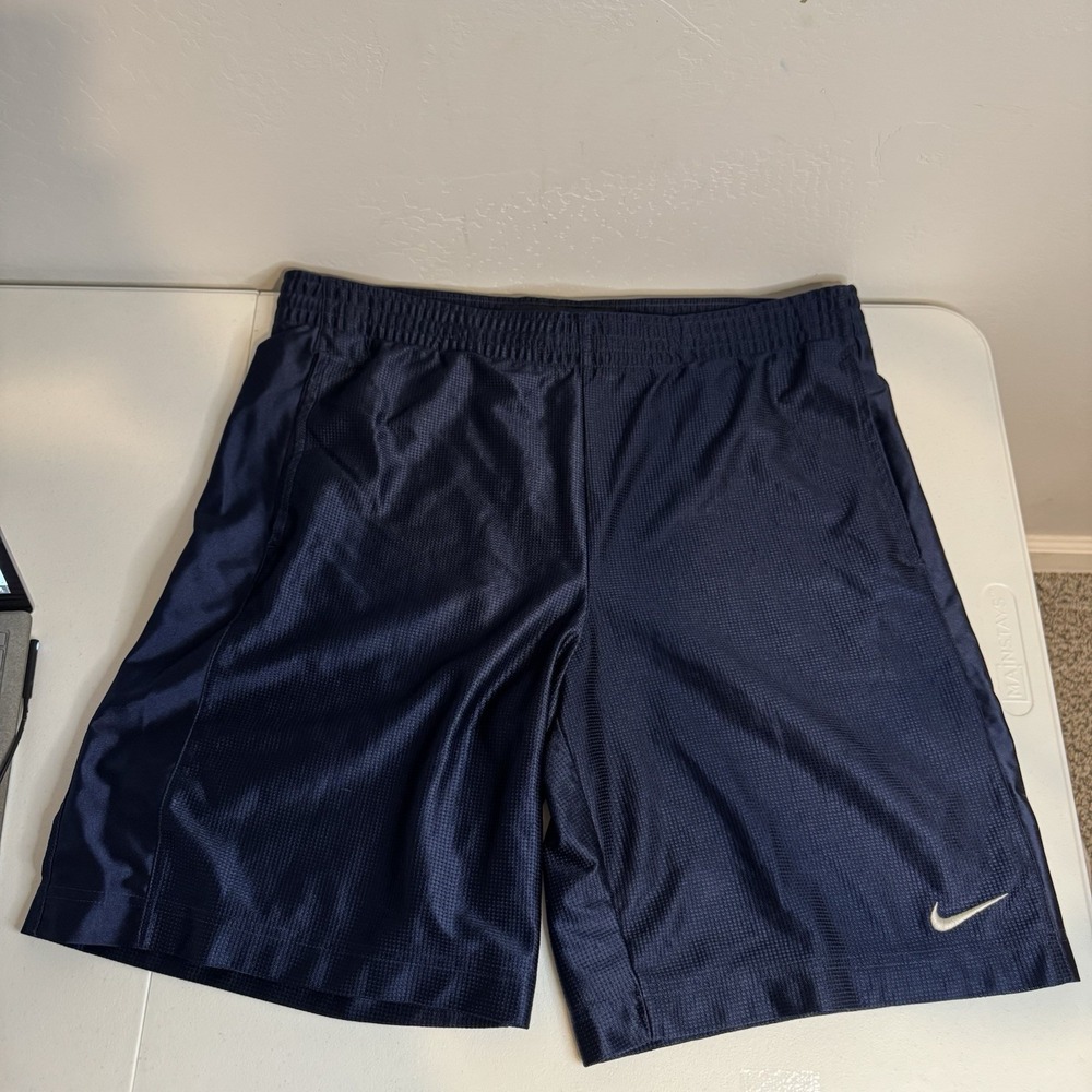 Vintage Nike Basketball Shiny Dazzle Shorts Mesh Navy Blue White Swoosh Size M